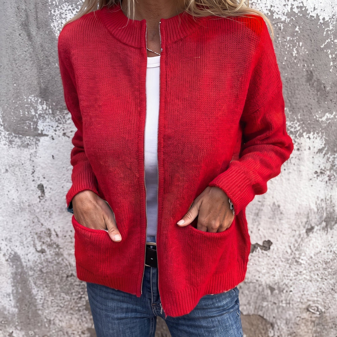 Janelle | Ribbed Zip-Through Knitted Cardigan