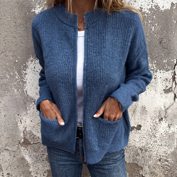 Janelle | Ribbed Zip-Through Knitted Cardigan