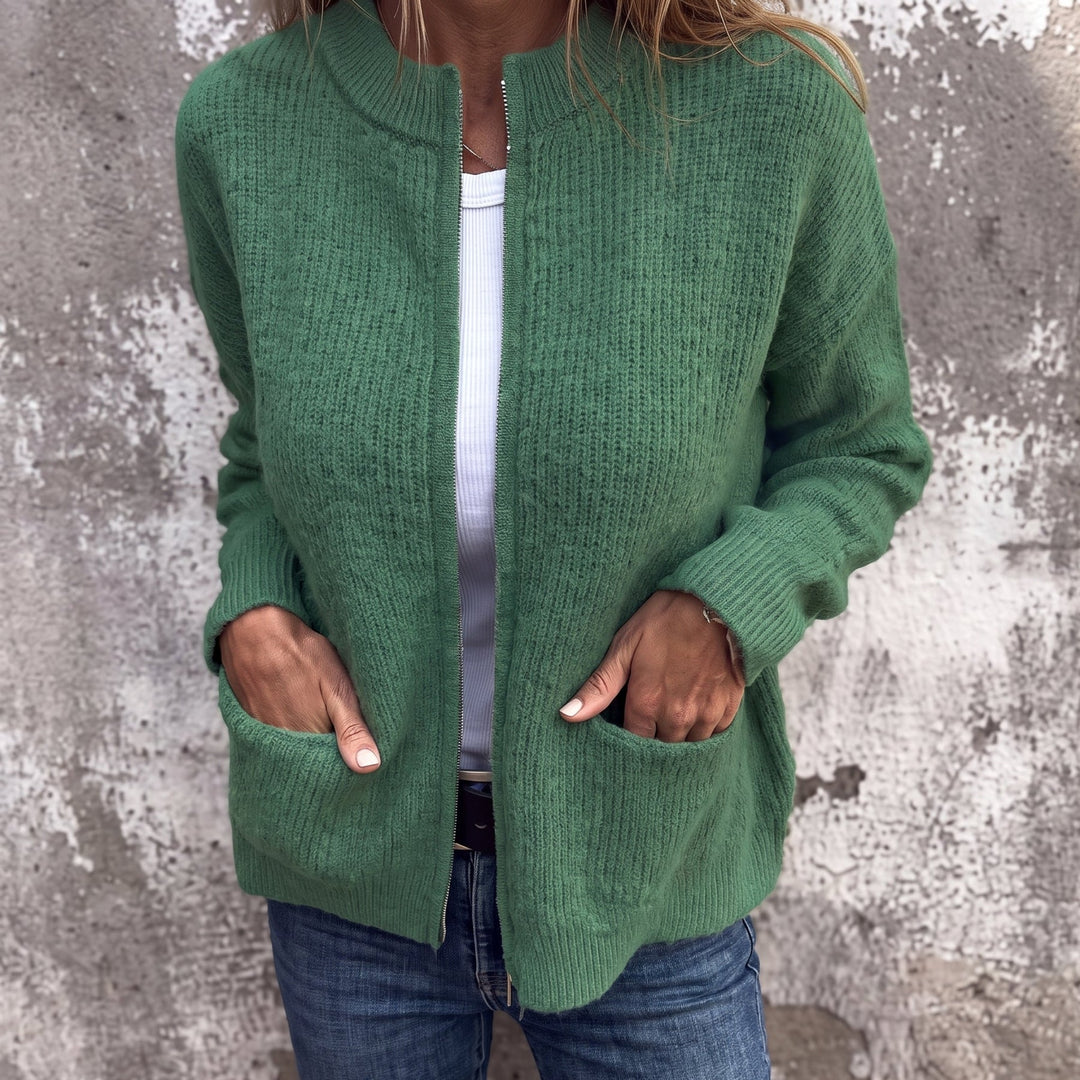 Janelle | Ribbed Zip-Through Knitted Cardigan