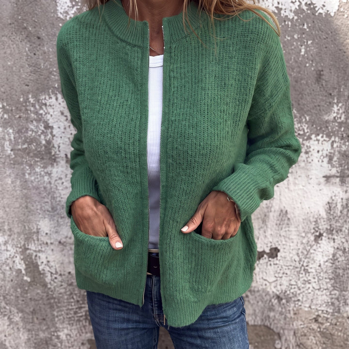 Janelle | Ribbed Zip-Through Knitted Cardigan