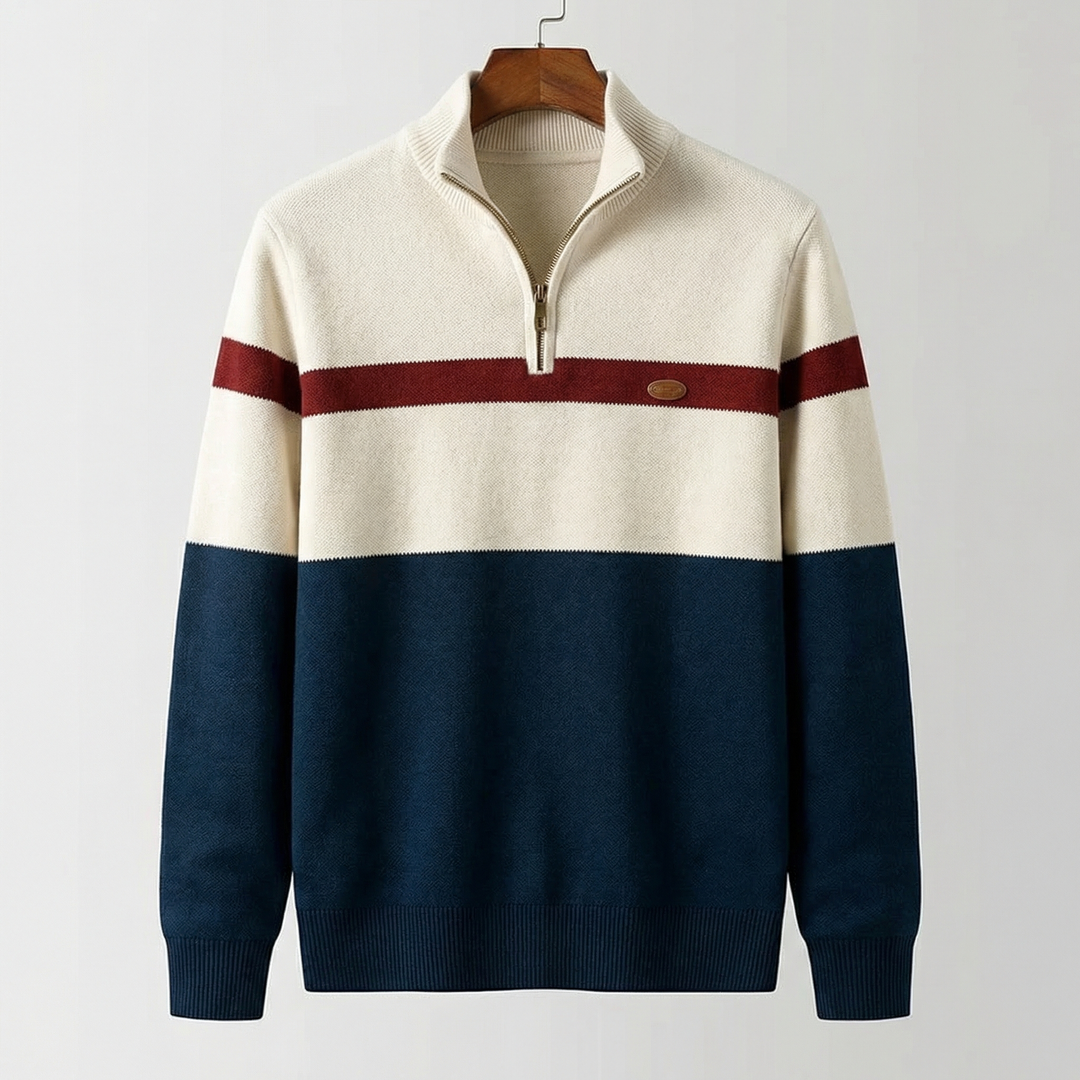 John | Colour Block Quarter Zip Jumper