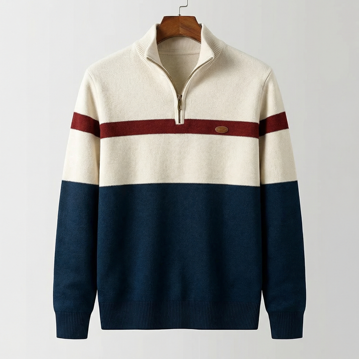 John | Colour Block Quarter Zip Jumper