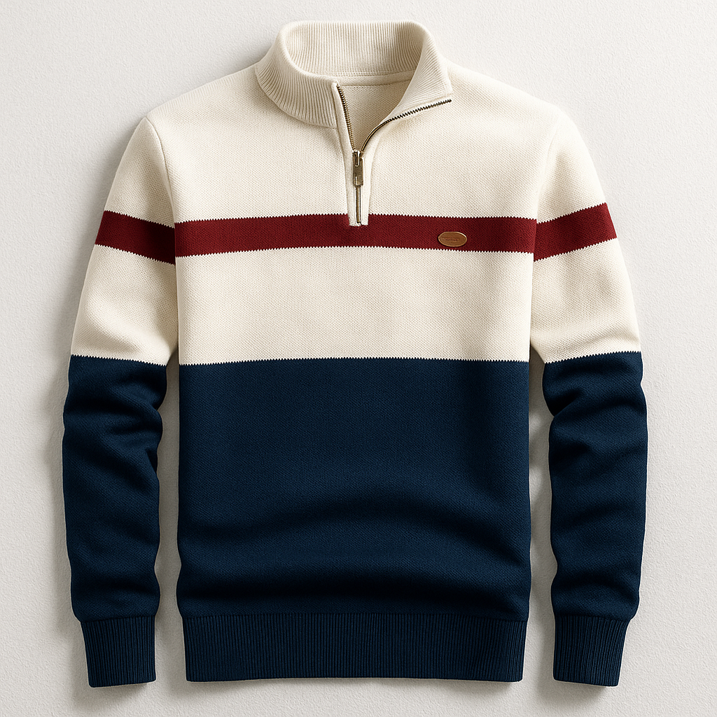 John | Colour Block Quarter Zip Jumper
