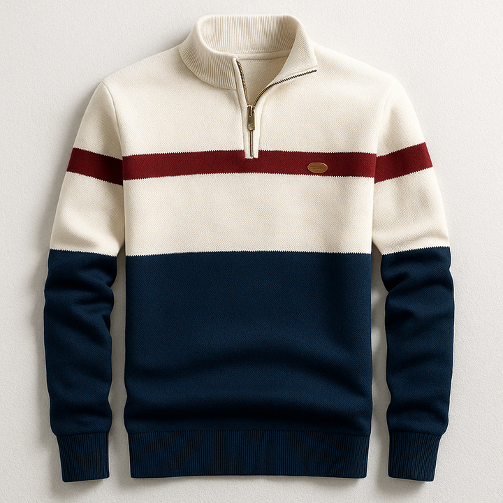 John | Colour Block Quarter Zip Jumper