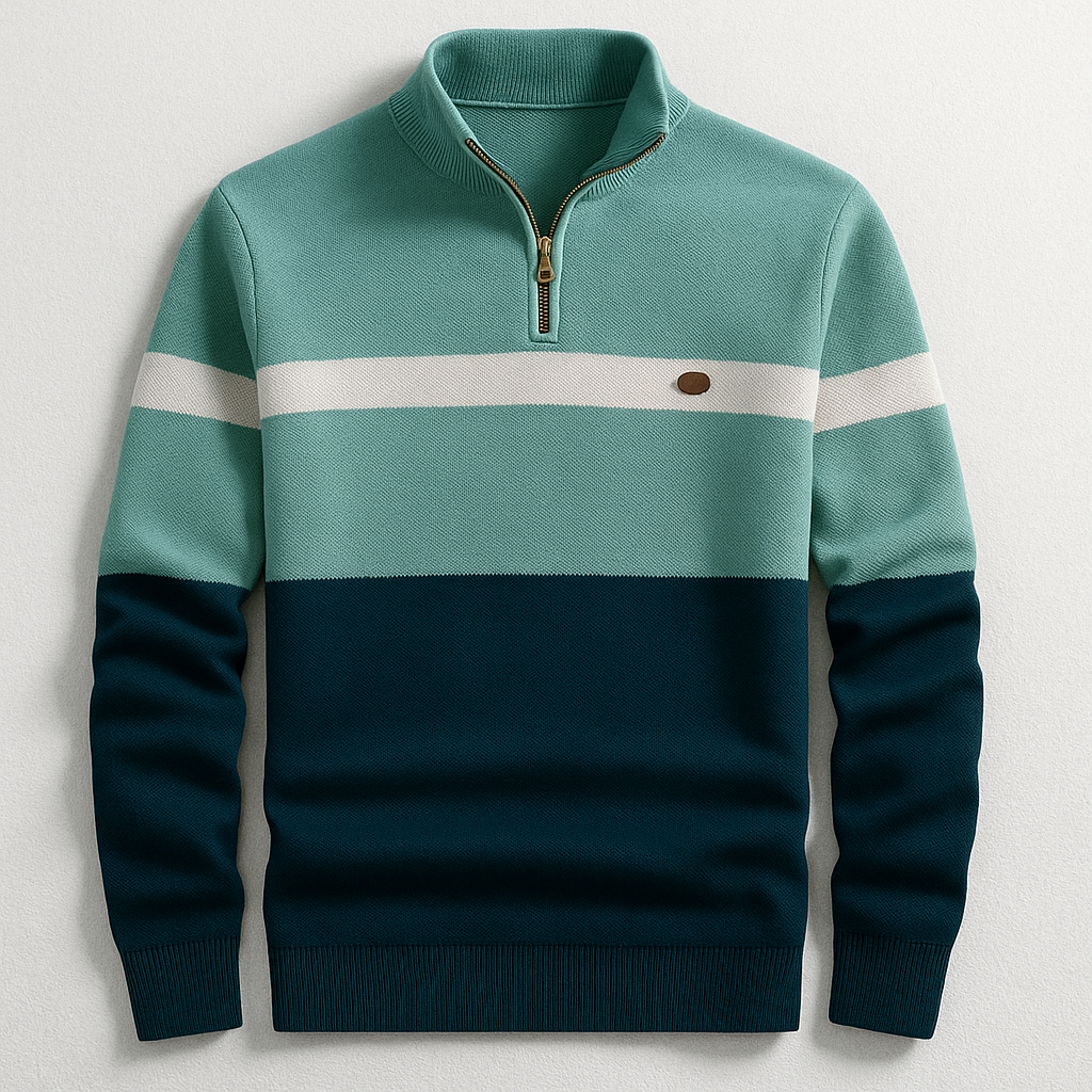 John | Colour Block Quarter Zip Jumper