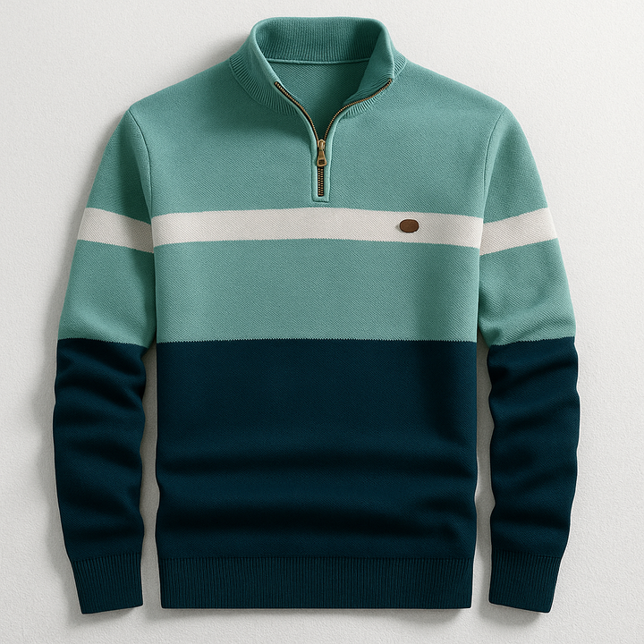 John | Colour Block Quarter Zip Jumper