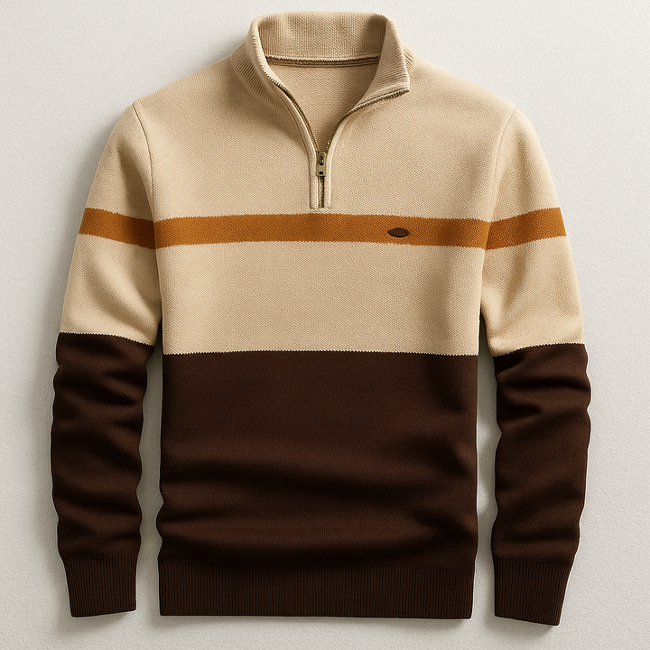 John | Colour Block Quarter Zip Jumper