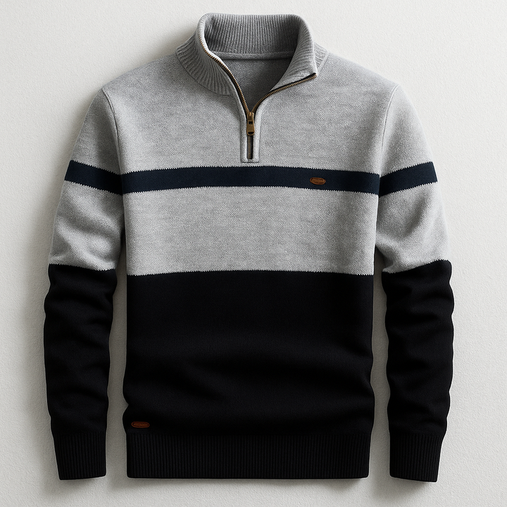 John | Colour Block Quarter Zip Jumper