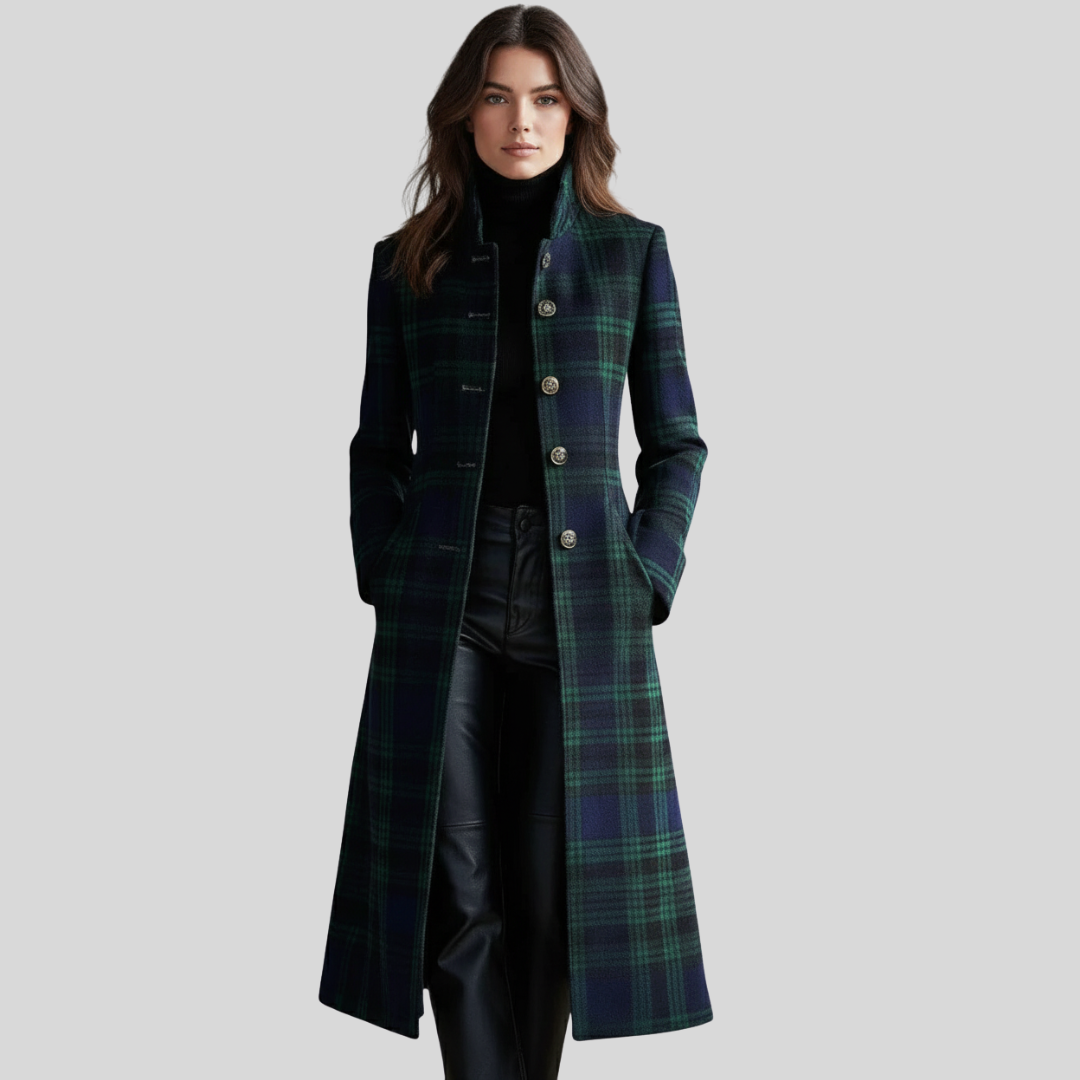 Joy | Tartan Check Longline Tailored Coat
