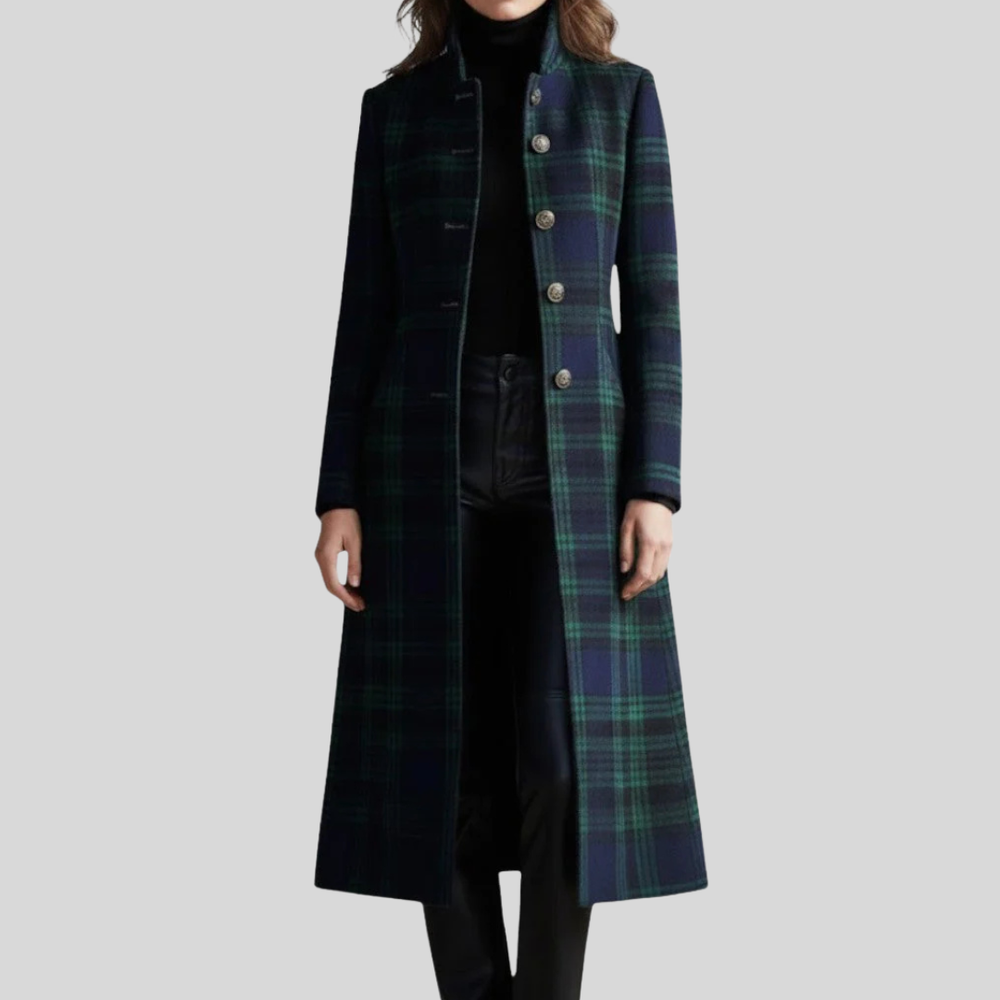 Joy | Tartan Check Longline Tailored Coat