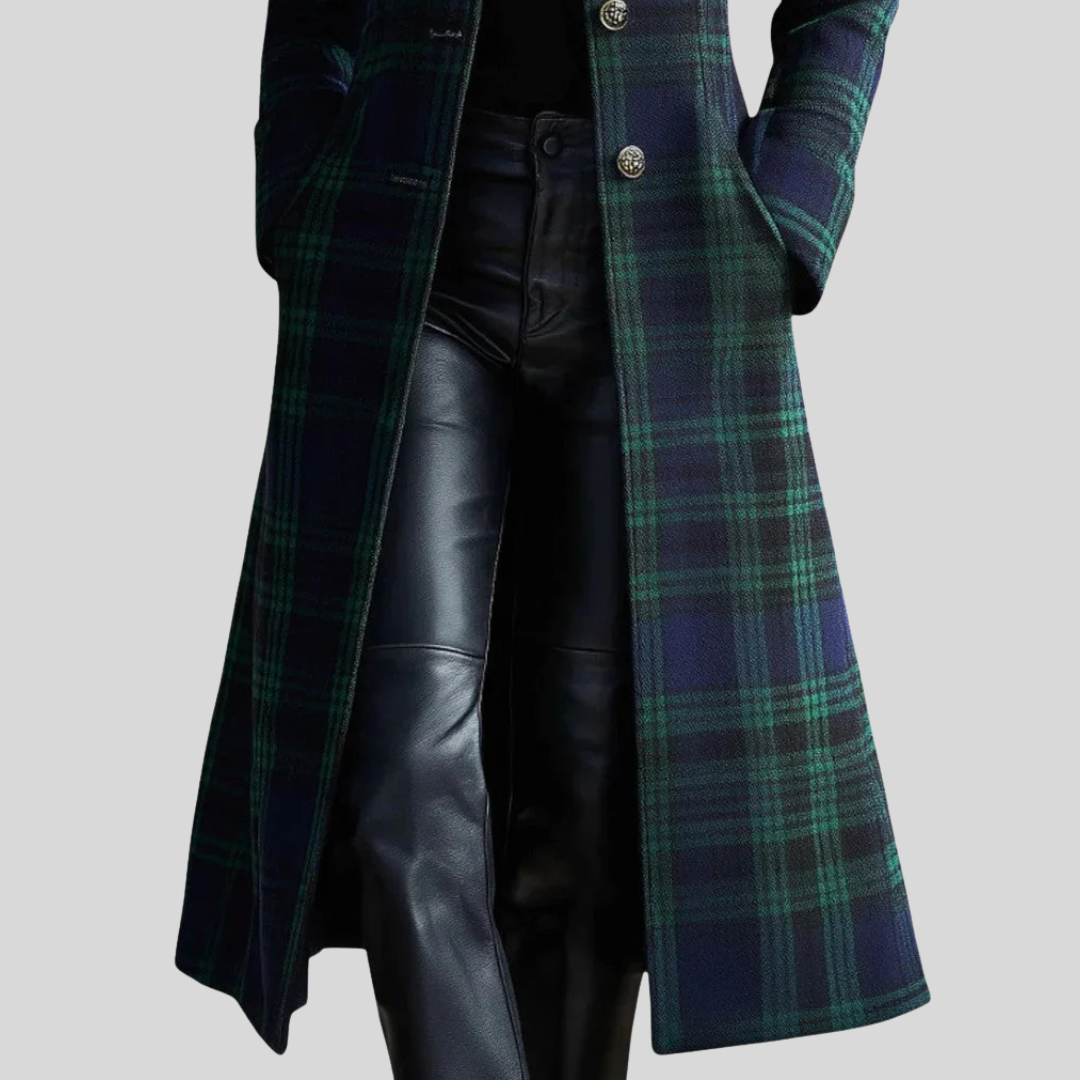 Joy | Tartan Check Longline Tailored Coat