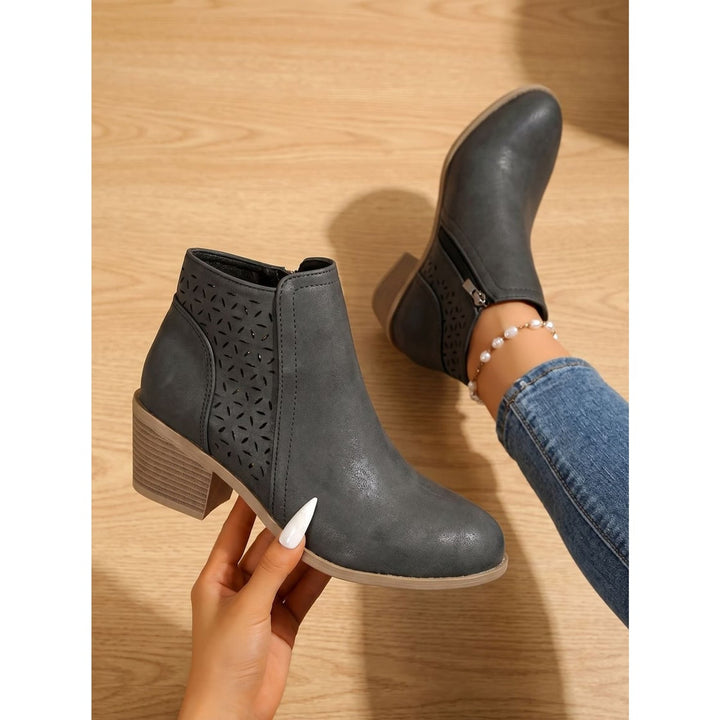 Kara | Laser Cut Block Heel Ankle Boots