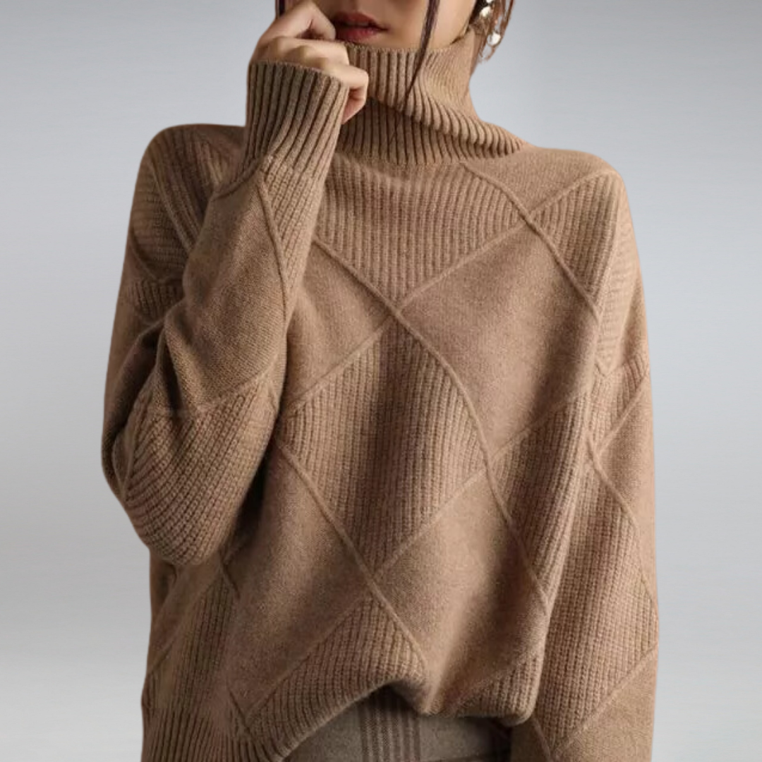 Kelsey | Diamond Knit Roll Neck Jumper