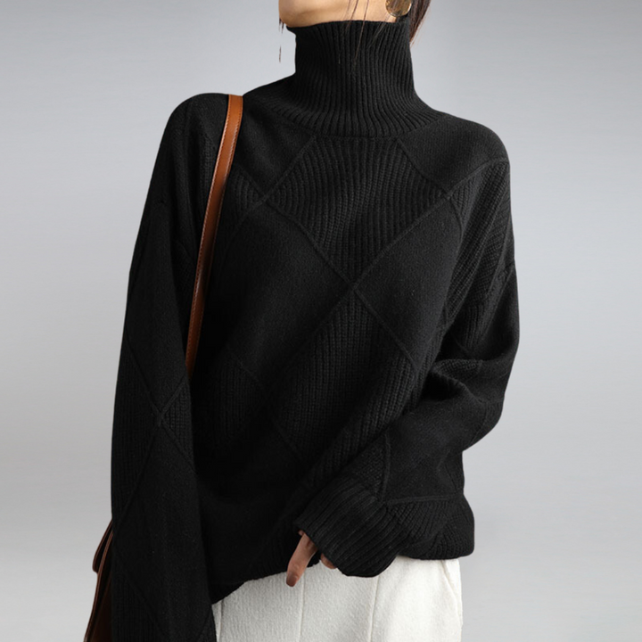 Kelsey | Diamond Knit Roll Neck Jumper