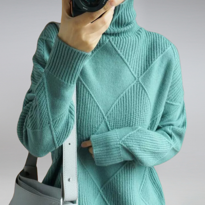 Kelsey | Diamond Knit Roll Neck Jumper
