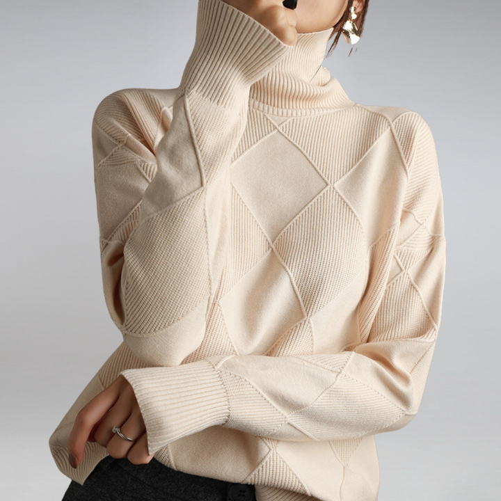 Kelsey | Diamond Knit Roll Neck Jumper