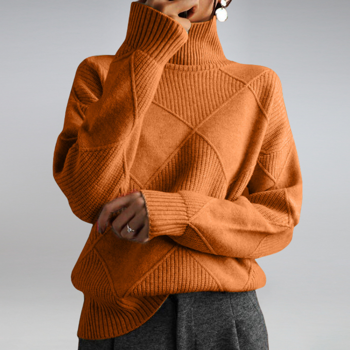 Kelsey | Diamond Knit Roll Neck Jumper