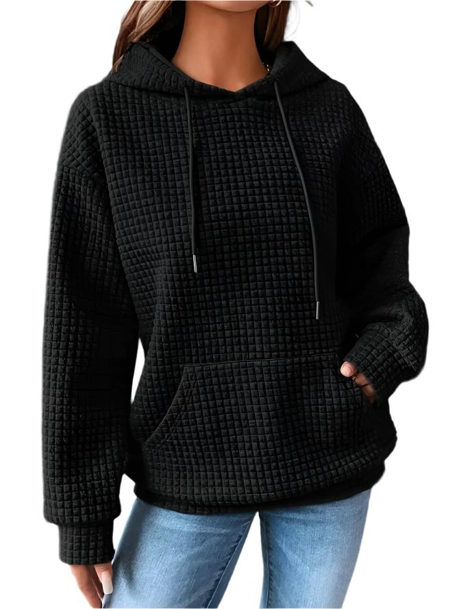 Kirsten | Quilted Drawstring Hooded Sweatshirt