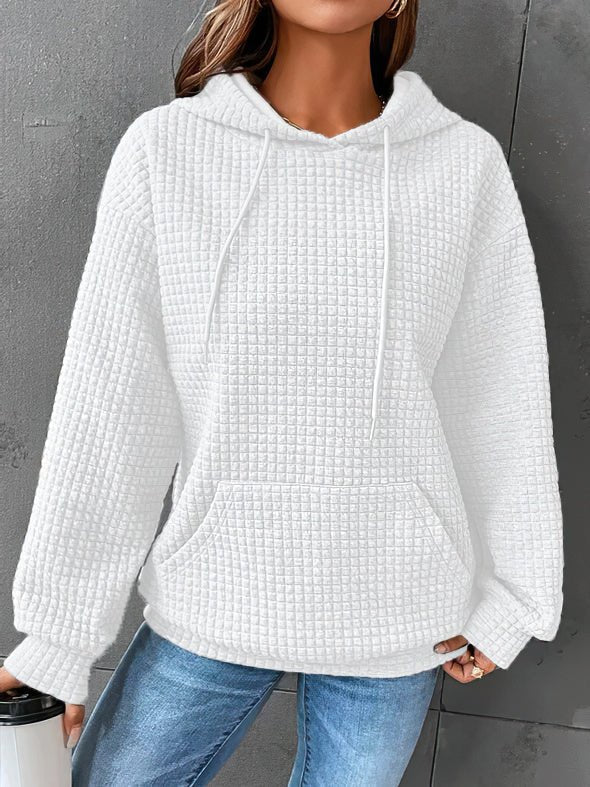 Kirsten | Quilted Drawstring Hooded Sweatshirt