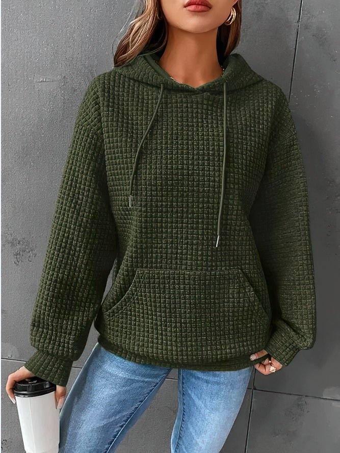 Kirsten | Quilted Drawstring Hooded Sweatshirt