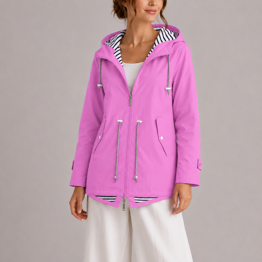Kirsty | Hooded Striped-Lined Rain Jacket