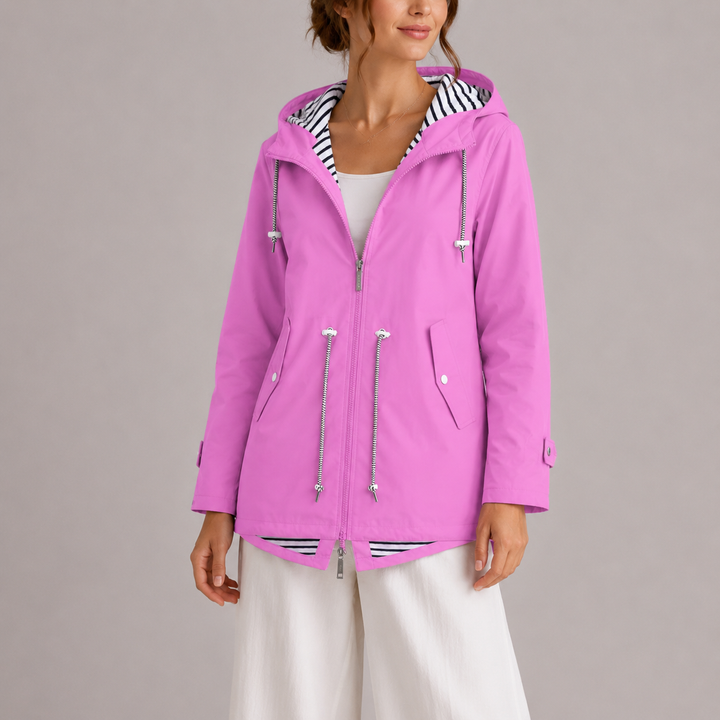 Kirsty | Hooded Striped-Lined Rain Jacket