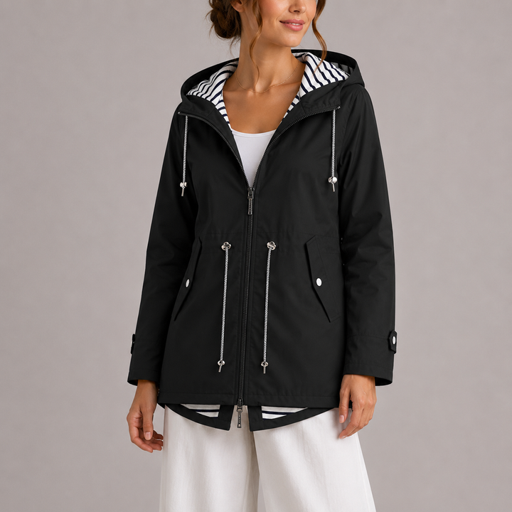 Kirsty | Hooded Striped-Lined Rain Jacket