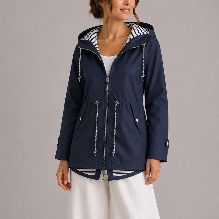Kirsty | Hooded Striped-Lined Rain Jacket