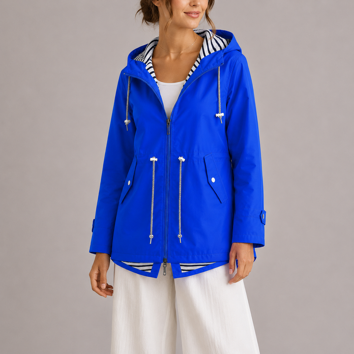Kirsty | Hooded Striped-Lined Rain Jacket