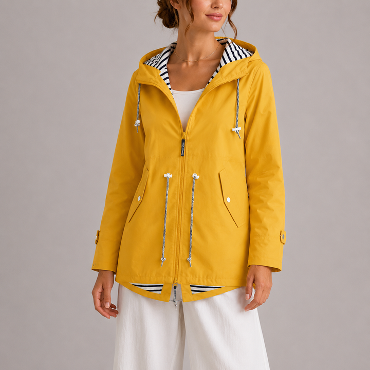 Kirsty | Hooded Striped-Lined Rain Jacket
