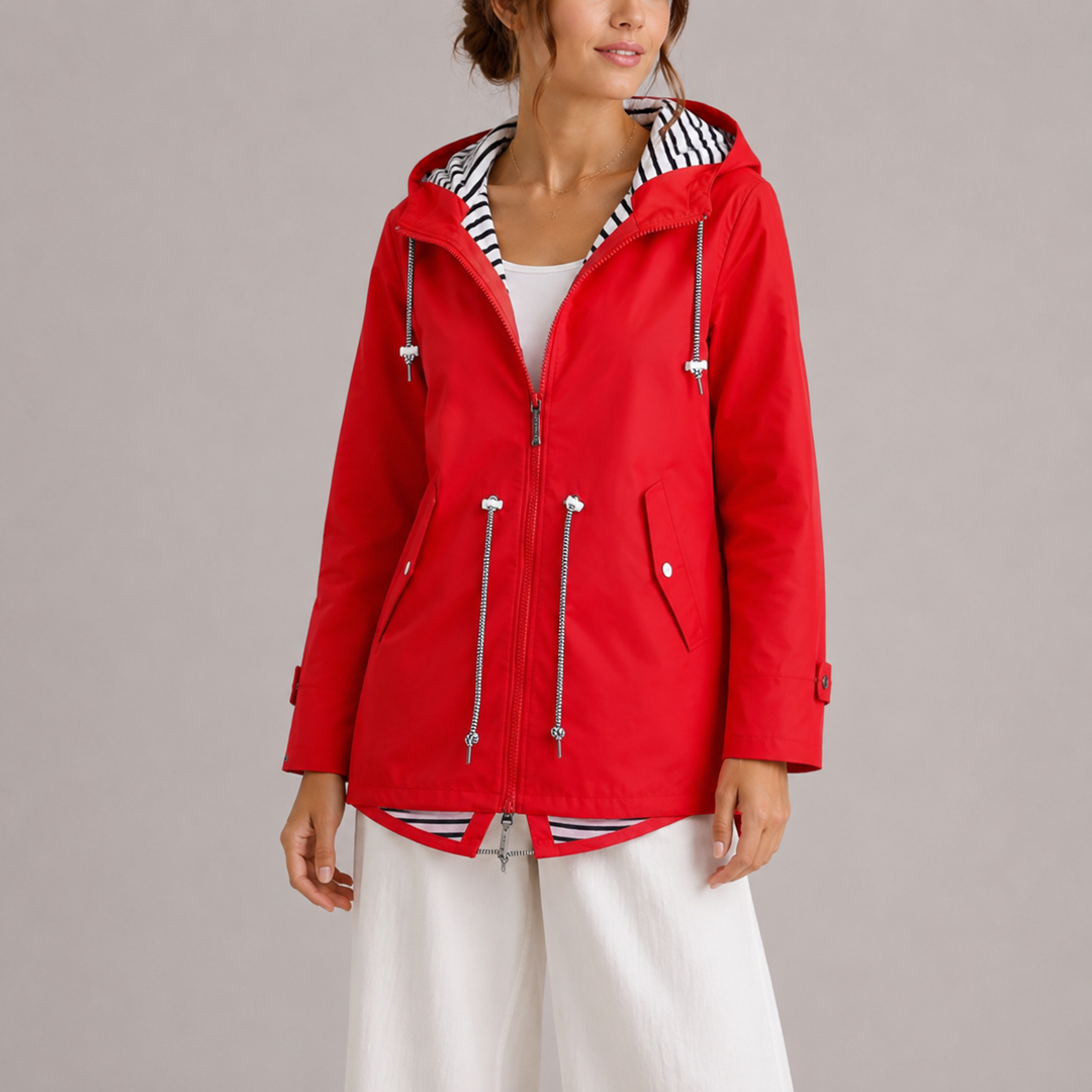 Kirsty | Hooded Striped-Lined Rain Jacket