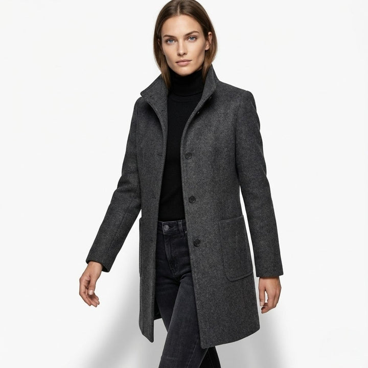 Kylie | Stand Collar Longline Wool Blend Coat