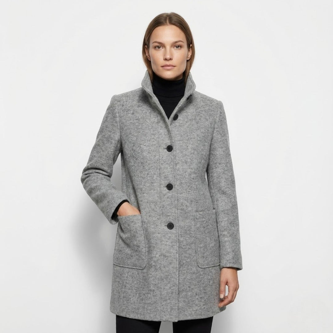 Kylie | Stand Collar Longline Wool Blend Coat