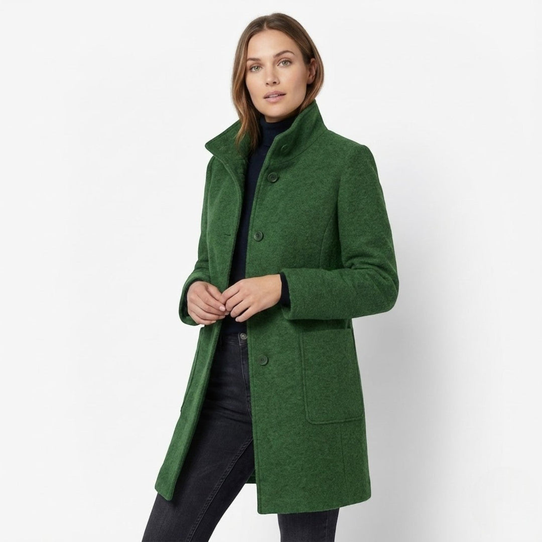 Kylie | Stand Collar Longline Wool Blend Coat