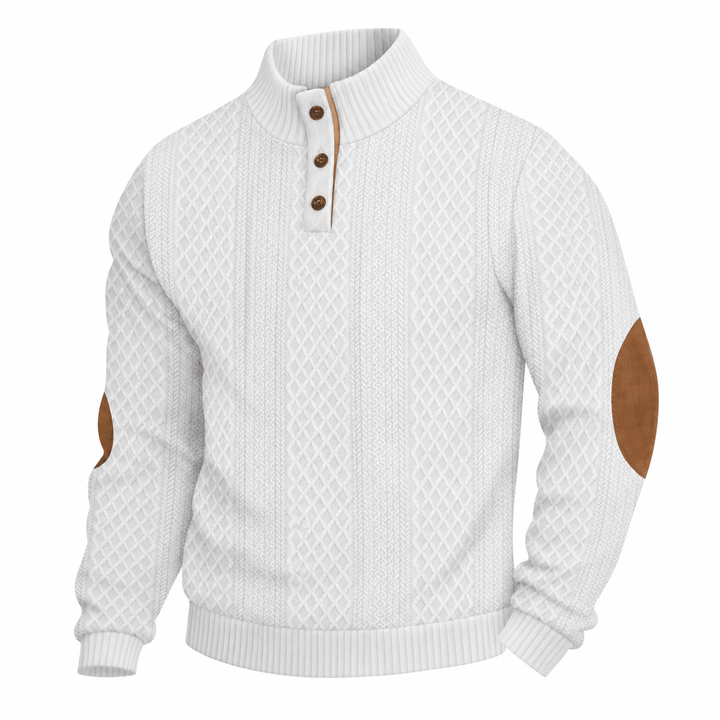 Larry | Textured Cable Knit Stand Collar Jumper