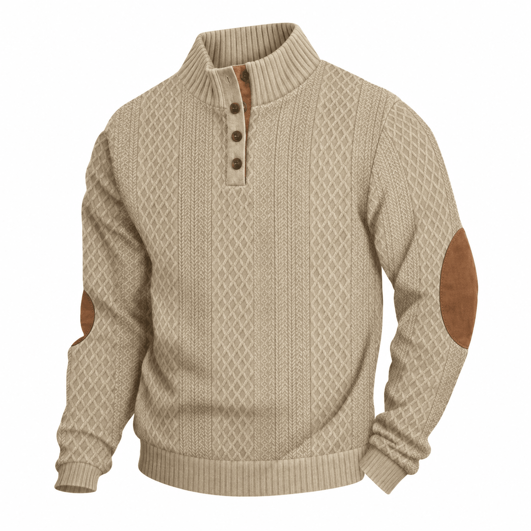 Larry | Textured Cable Knit Stand Collar Jumper