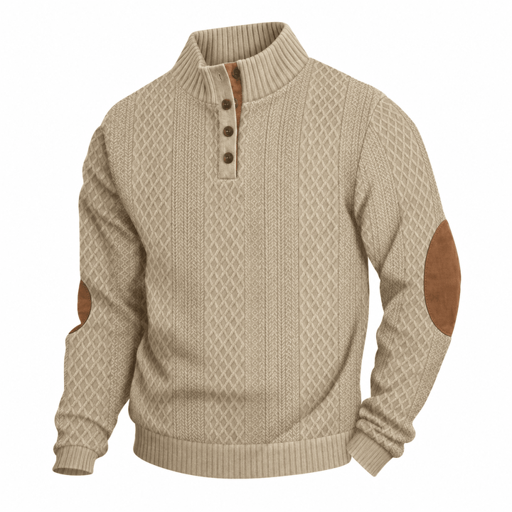 Larry | Textured Cable Knit Stand Collar Jumper