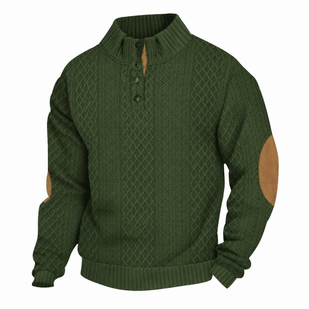 Larry | Textured Cable Knit Stand Collar Jumper