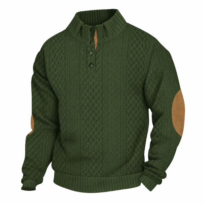 Larry | Textured Cable Knit Stand Collar Jumper