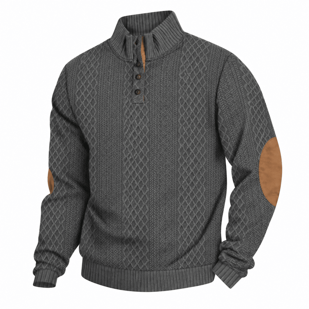 Larry | Textured Cable Knit Stand Collar Jumper