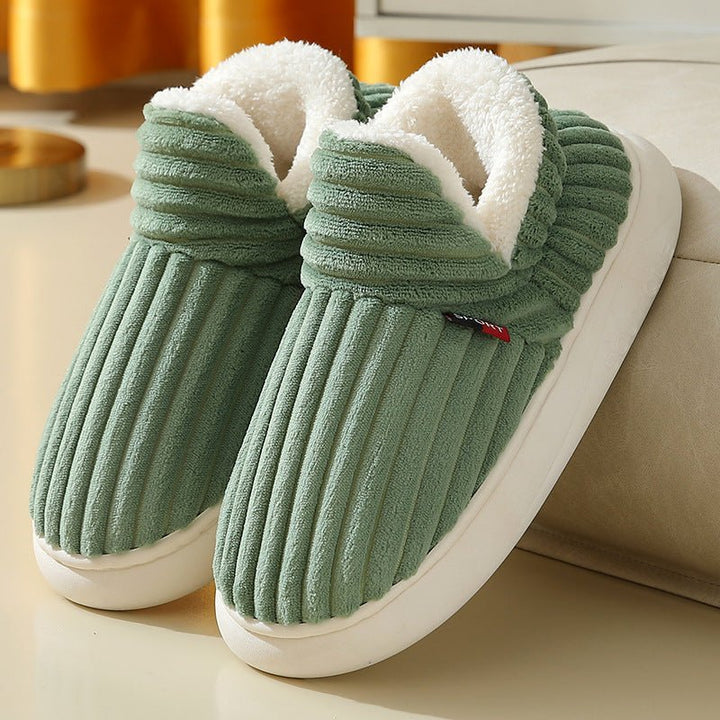 Laura | Plush-Lined Ribbed Corduroy Slippers