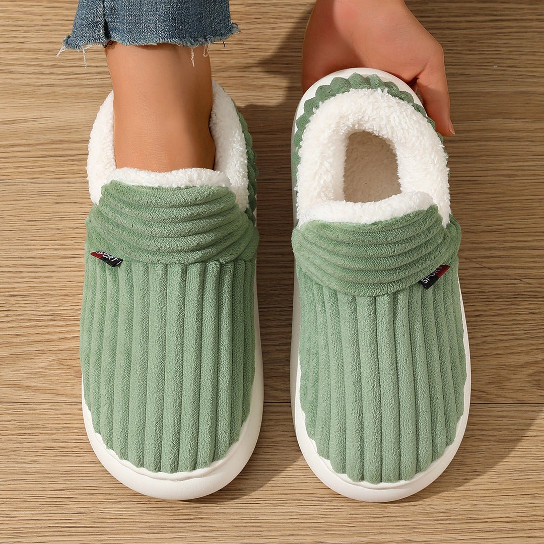 Laura | Plush-Lined Ribbed Corduroy Slippers