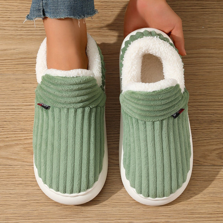 Laura | Plush-Lined Ribbed Corduroy Slippers