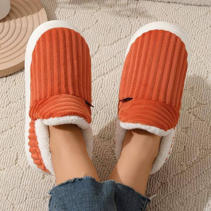 Laura | Plush-Lined Ribbed Corduroy Slippers