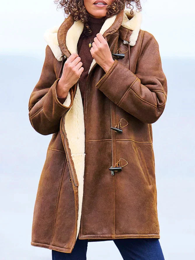 Leanne | Faux Shearling Toggle Longline Coat