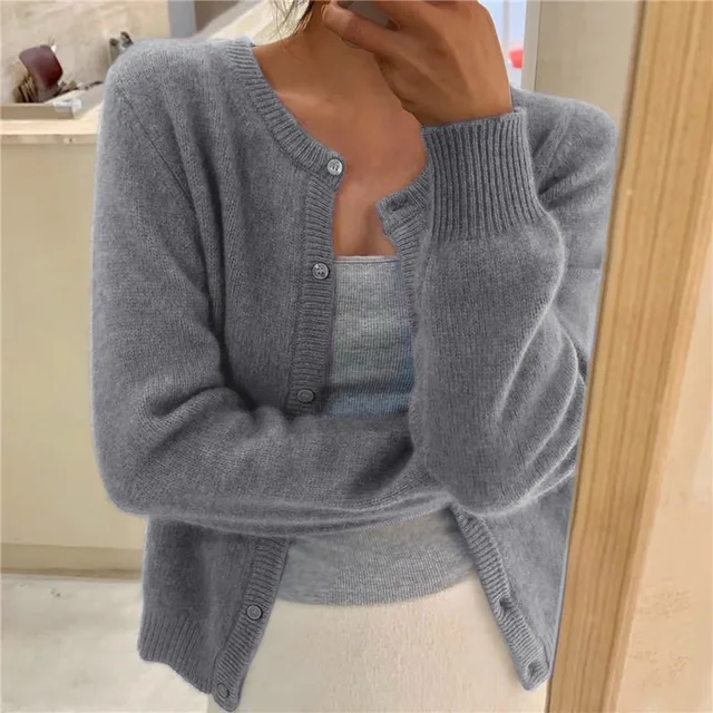 Leigh | Round Neck Button-Front Cardigan