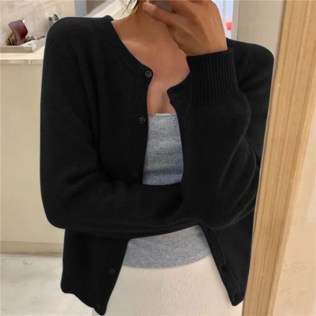 Leigh | Round Neck Button-Front Cardigan