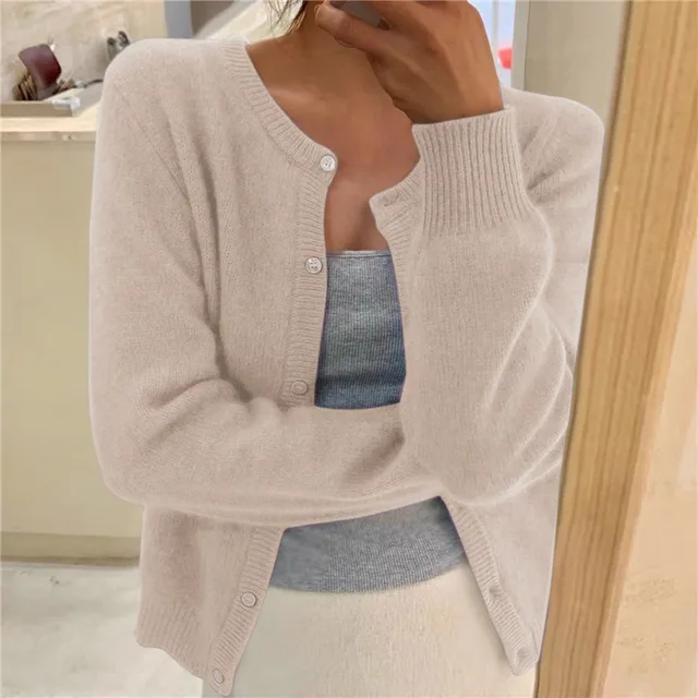 Leigh | Round Neck Button-Front Cardigan