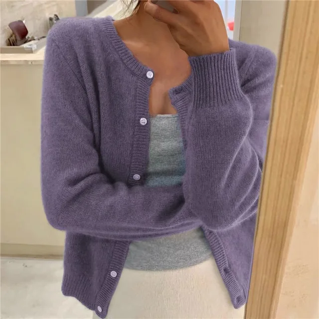 Leigh | Round Neck Button-Front Cardigan