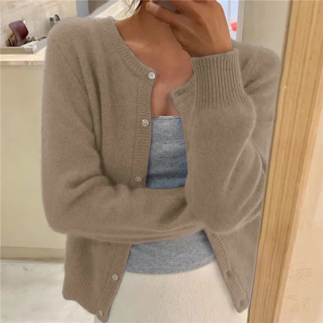 Leigh | Round Neck Button-Front Cardigan